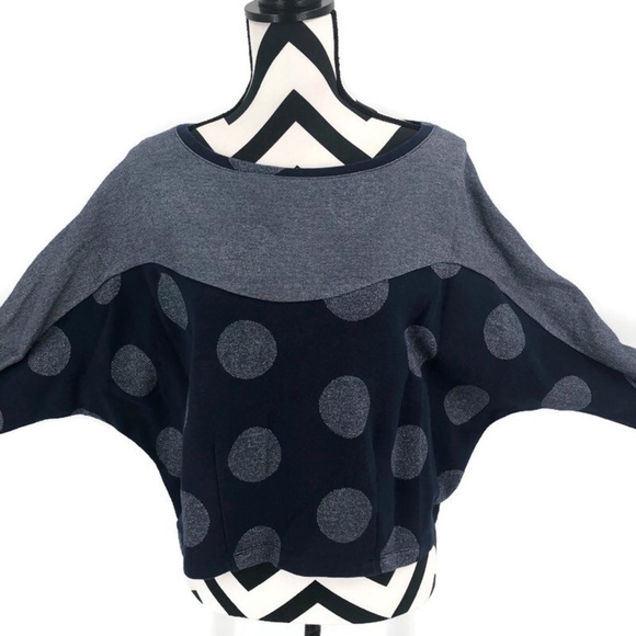 Anthropologie 9 H15 Stcl Navy Metallic Dot Top  XL - Picture 3 of 8